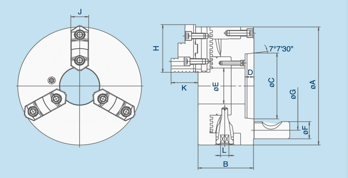 GB 3-Jaw D1 Type Scroll Chucks